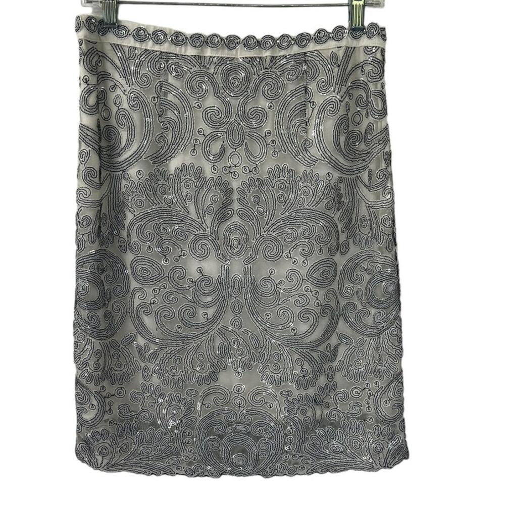 YOANA BARASCHI Black & White Print Sequin Skirt SM